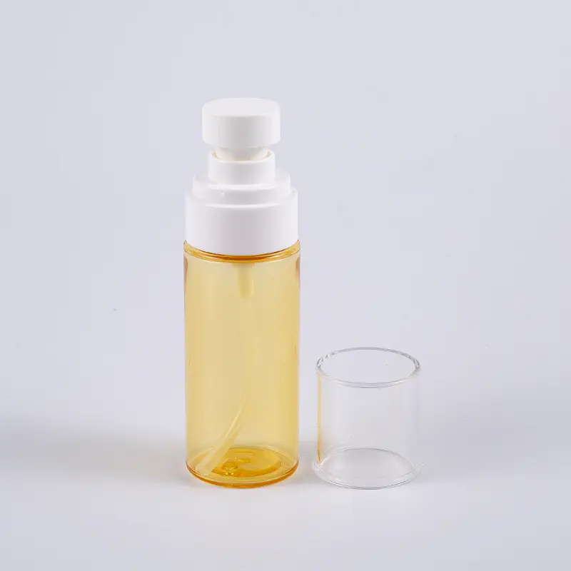 Poloprůhledná barevná kulatý tvar 50ml PETG tlustostěnná lahvička na mléko s plastovou rozprašovací pumpičkou Poloprůhledná barevná kulatý tvar 50ml PETG tlustostěnná lahvička na mléko s plastovou rozprašovací pumpičkou