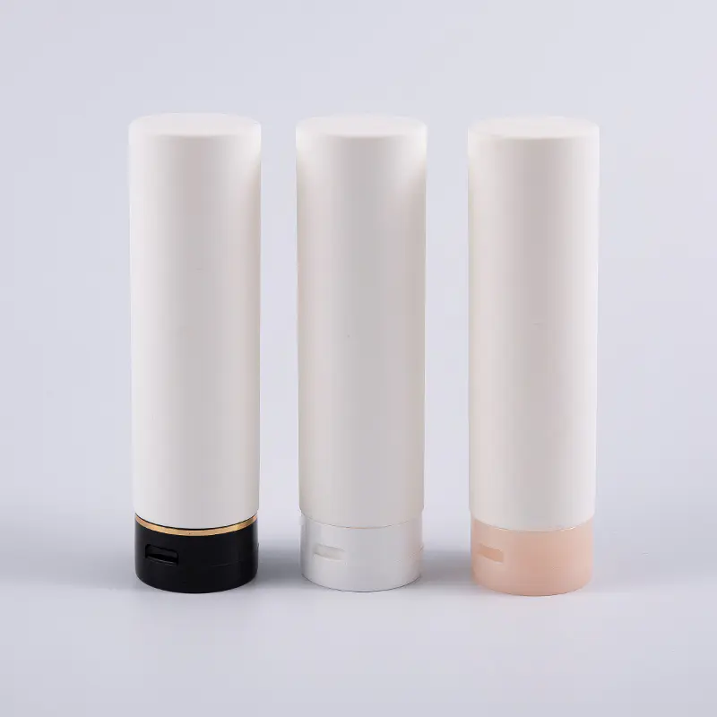 Bílá Soft Touch kulatá obrácená 180ml PE lahvička na čištění vlasů s kondicionérem na vlasy s odklápěcím uzávěrem