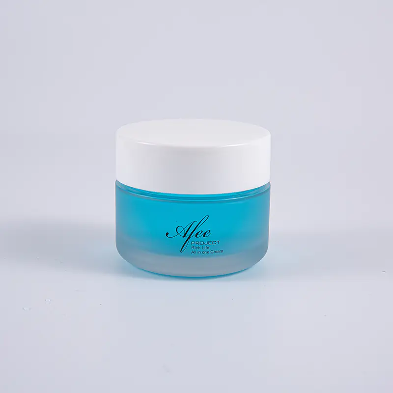 Transparentní kulatý tvar PETG 80g tlustostěnná nádoba na krém s bílým šroubovacím uzávěrem