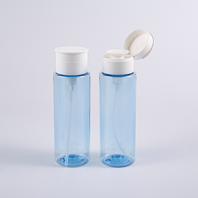 200ml průhledné modré lahvičky na odličování make-upu